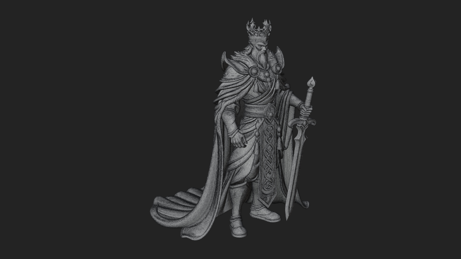 Crowned Knight King Statue Design 5 3D Print Model 3D Model