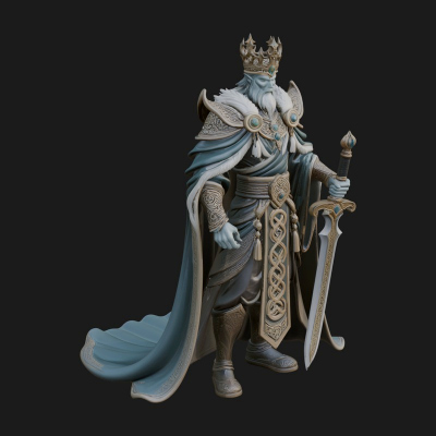 Crowned Knight King Statue Design 5 3D Print Model