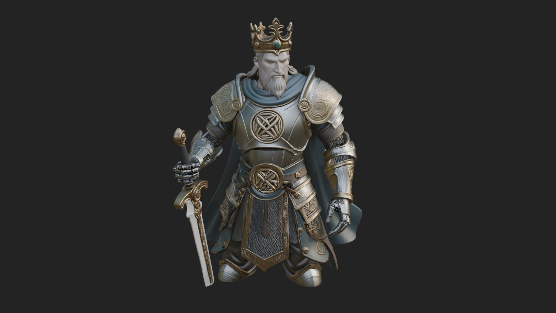 Crowned Knight King Statue Design 6 3D Print Model 3D Model