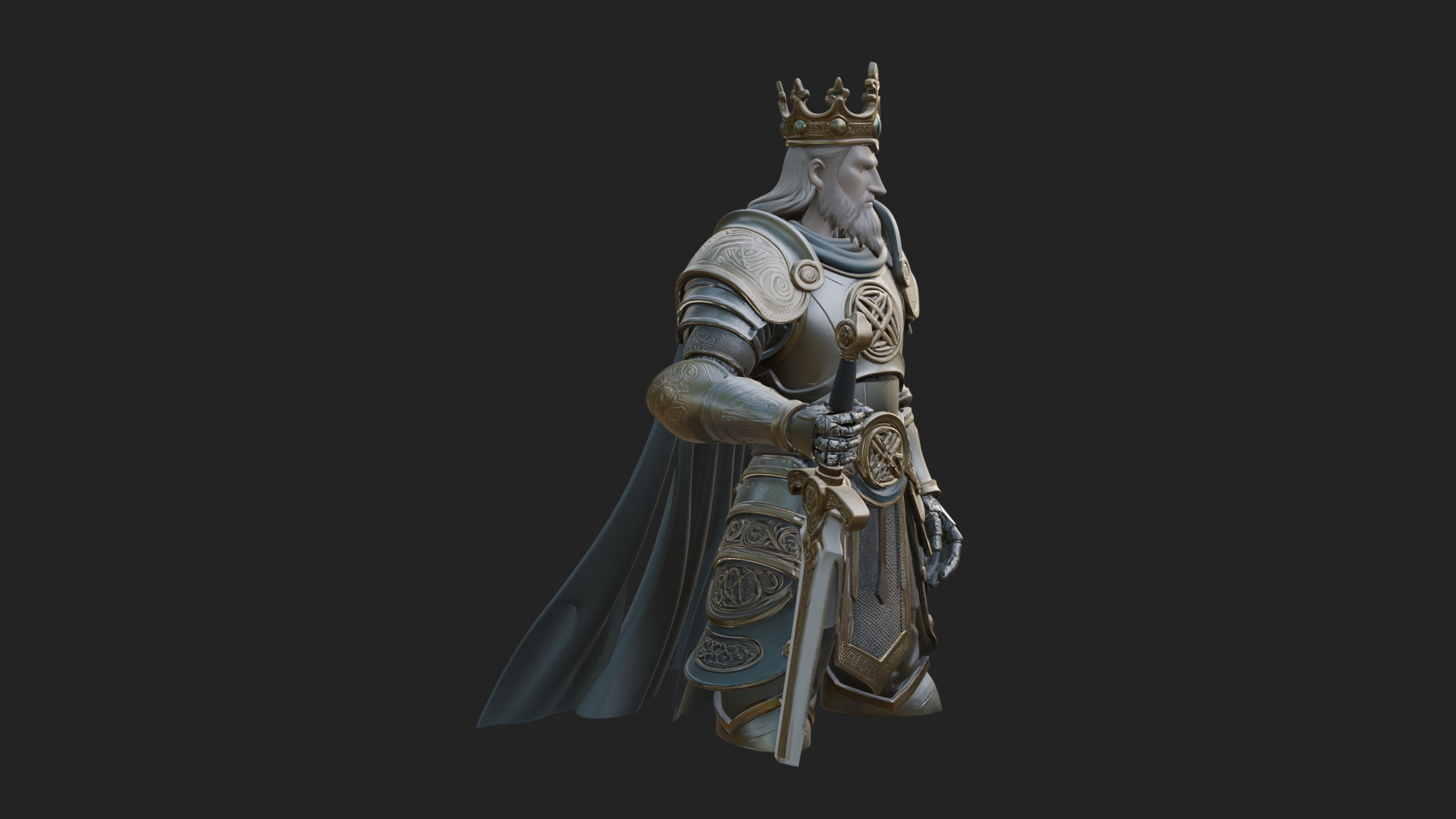 Crowned Knight King Statue Design 6 3D Print Model 3D Model