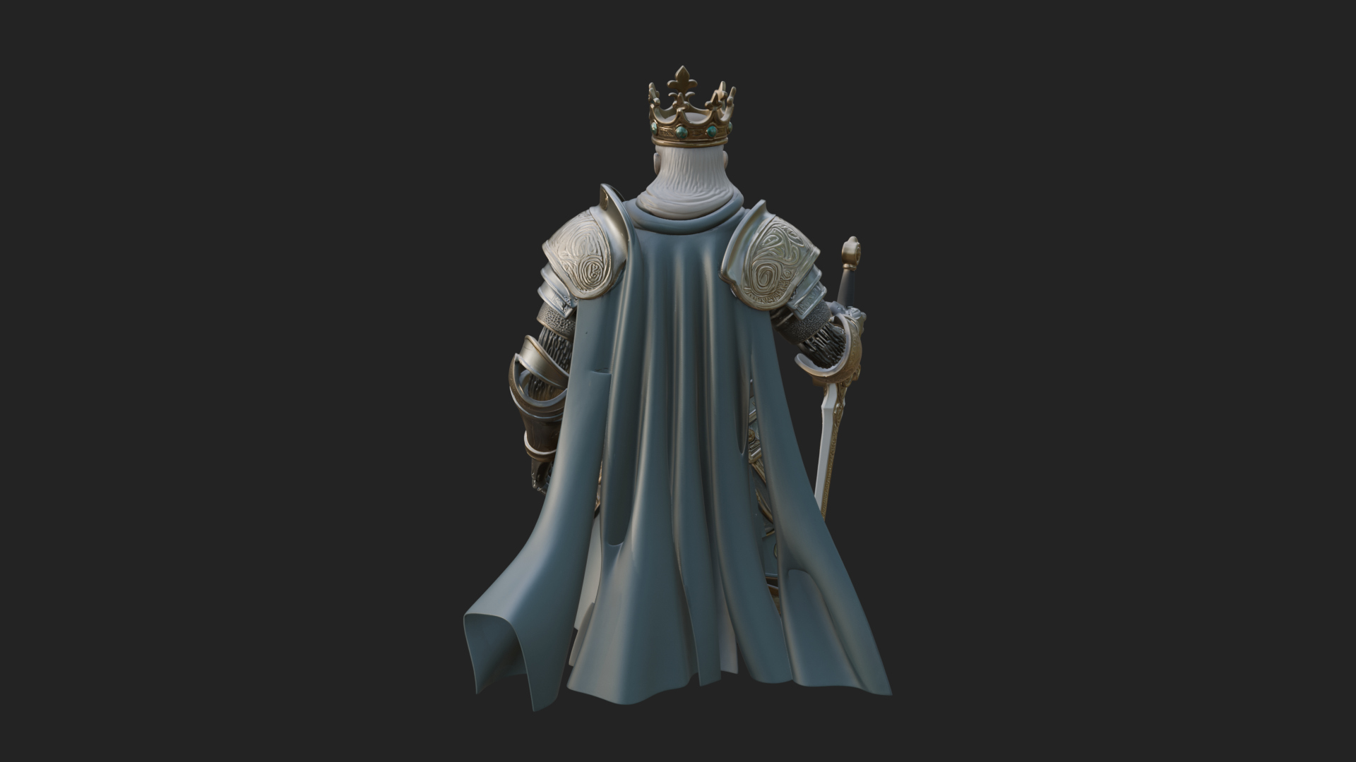 Crowned Knight King Statue Design 6 3D Print Model 3D Model