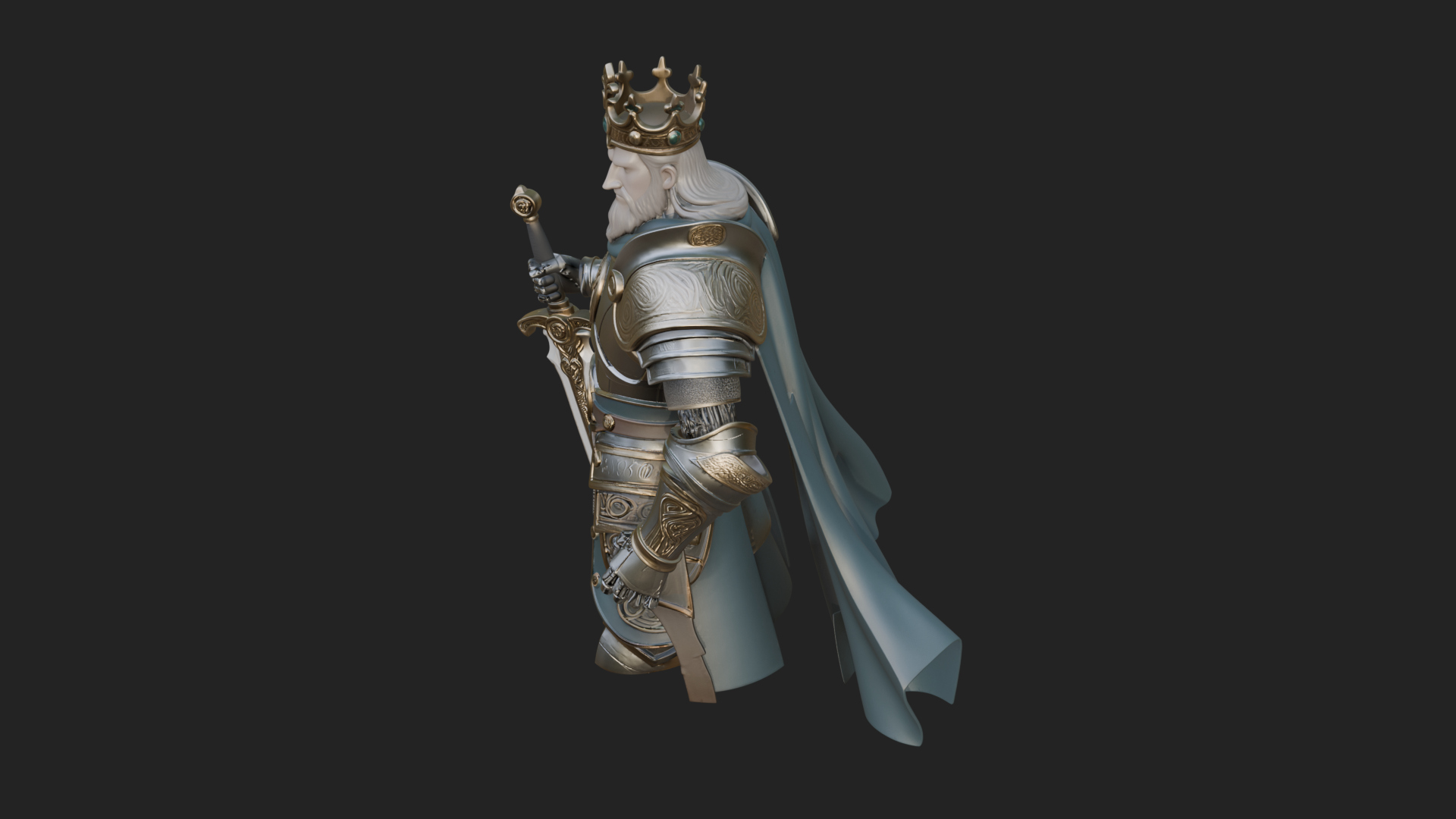 Crowned Knight King Statue Design 6 3D Print Model 3D Model