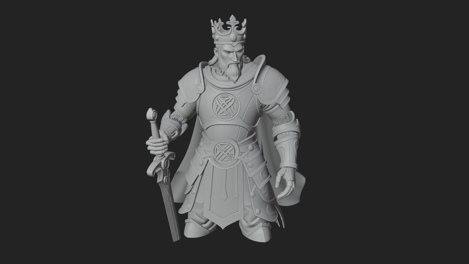 Crowned Knight King Statue Design 6 3D Print Model 3D Model