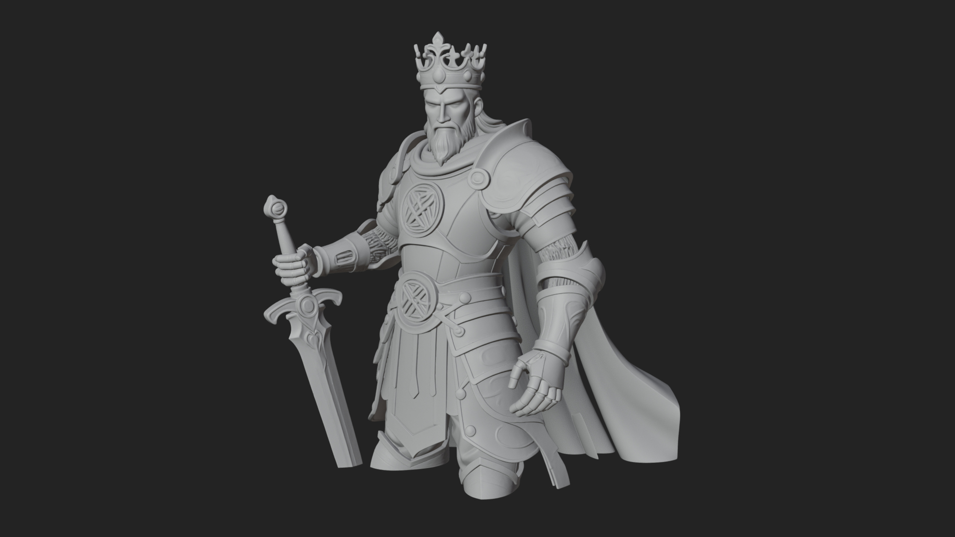 Crowned Knight King Statue Design 6 3D Print Model 3D Model
