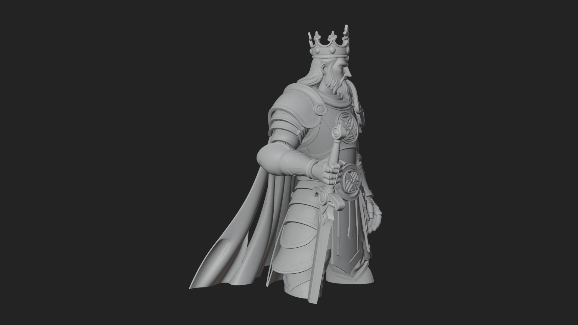 Crowned Knight King Statue Design 6 3D Print Model 3D Model