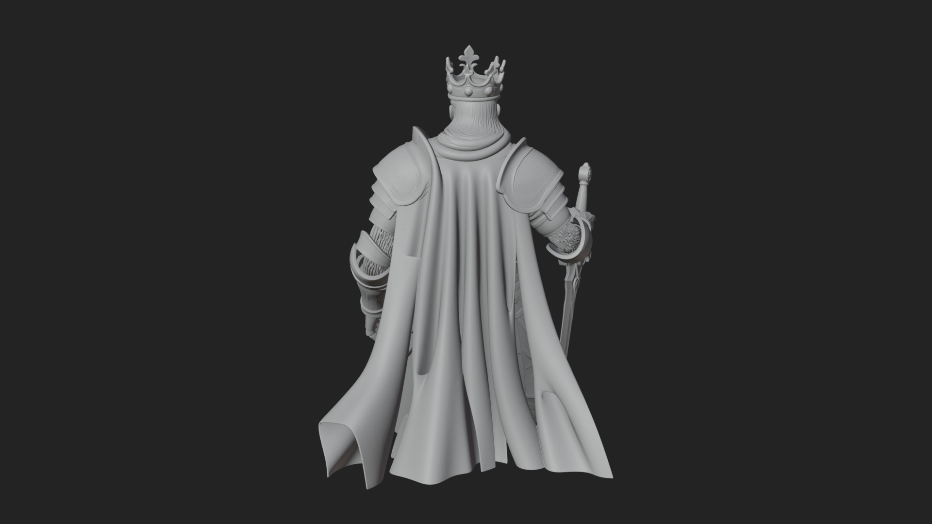 Crowned Knight King Statue Design 6 3D Print Model 3D Model