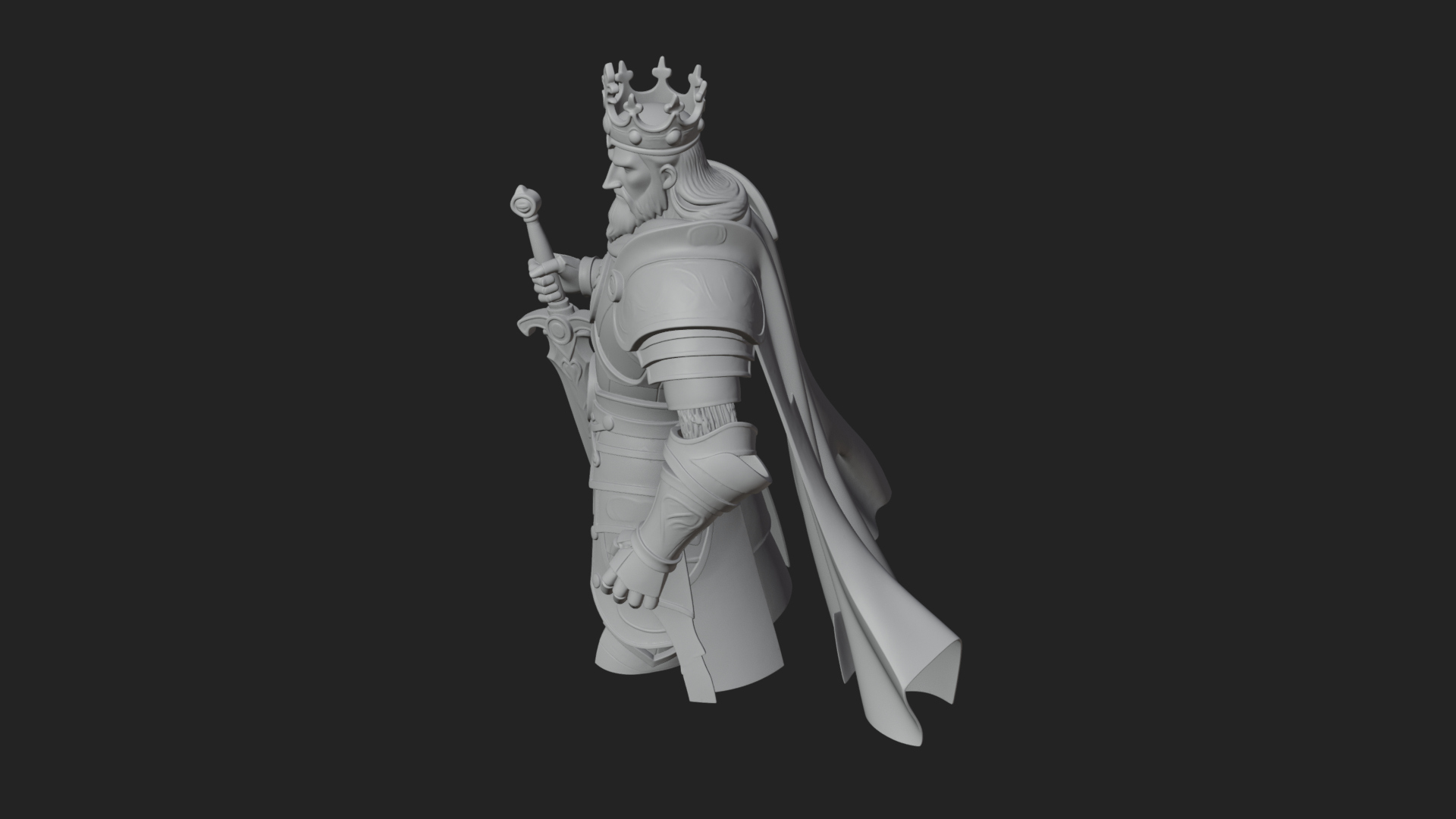 Crowned Knight King Statue Design 6 3D Print Model 3D Model