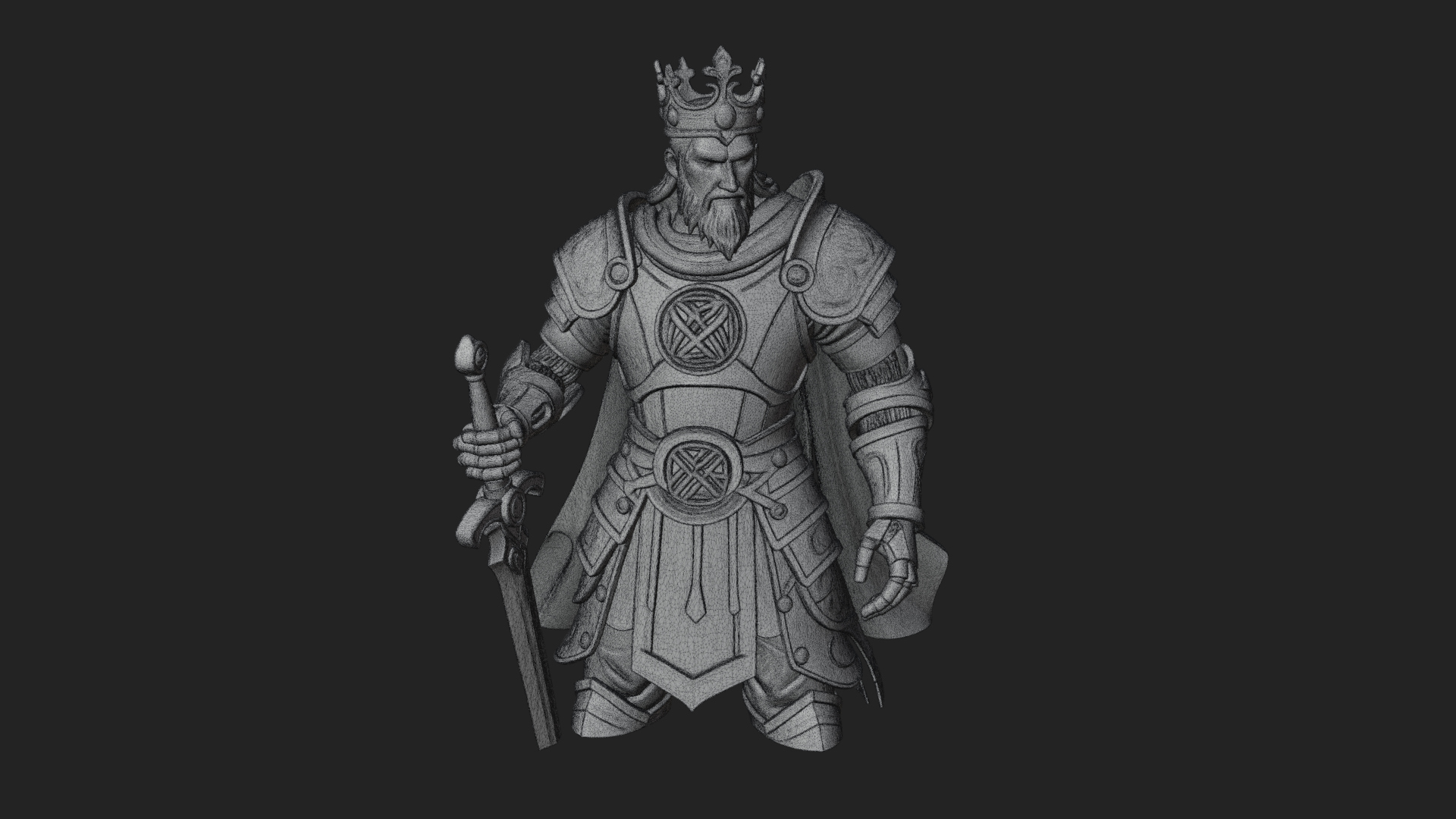 Crowned Knight King Statue Design 6 3D Print Model 3D Model