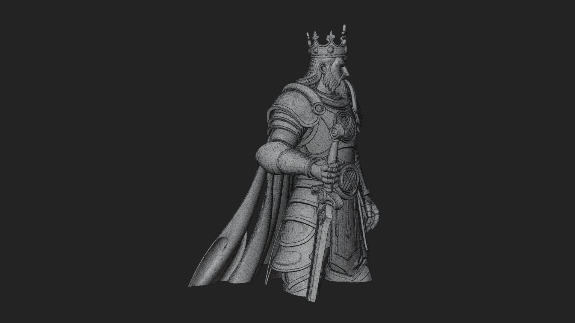Crowned Knight King Statue Design 6 3D Print Model 3D Model