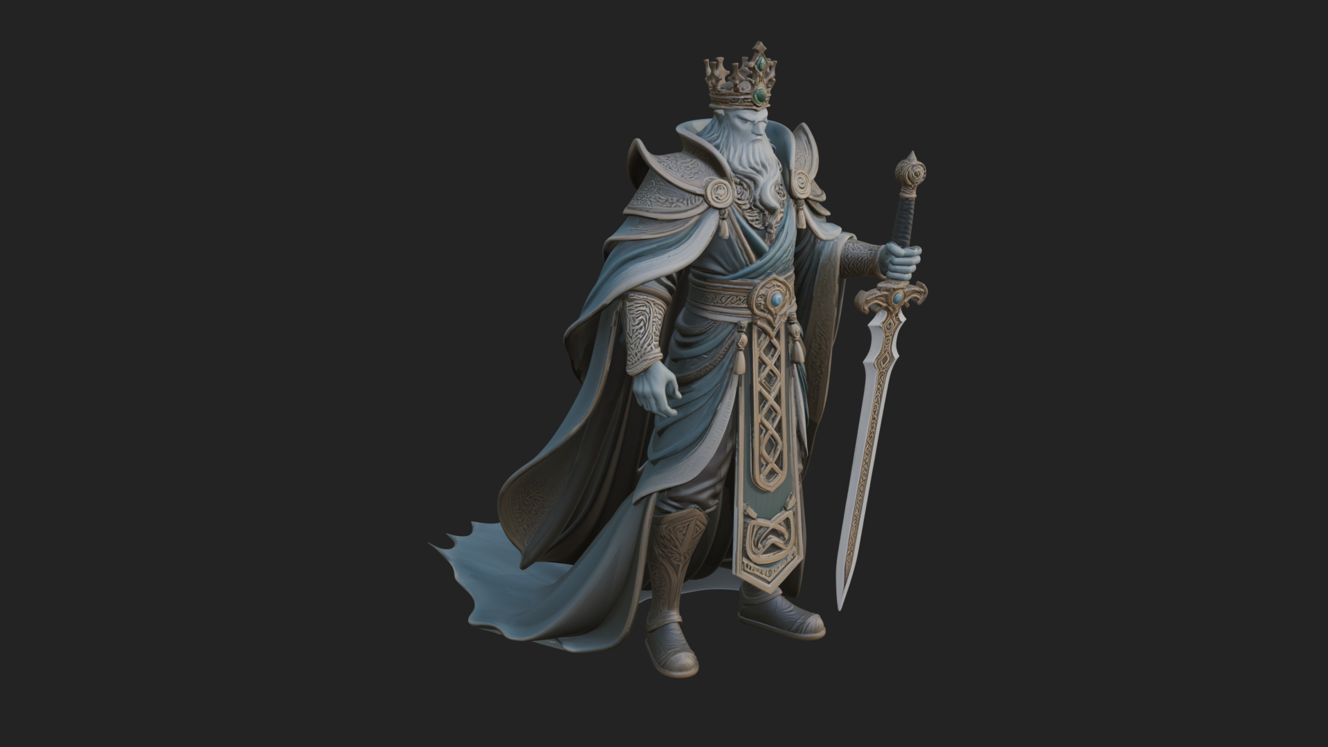 Crowned Knight King Statue Design 7 3D Print Model 3D Model