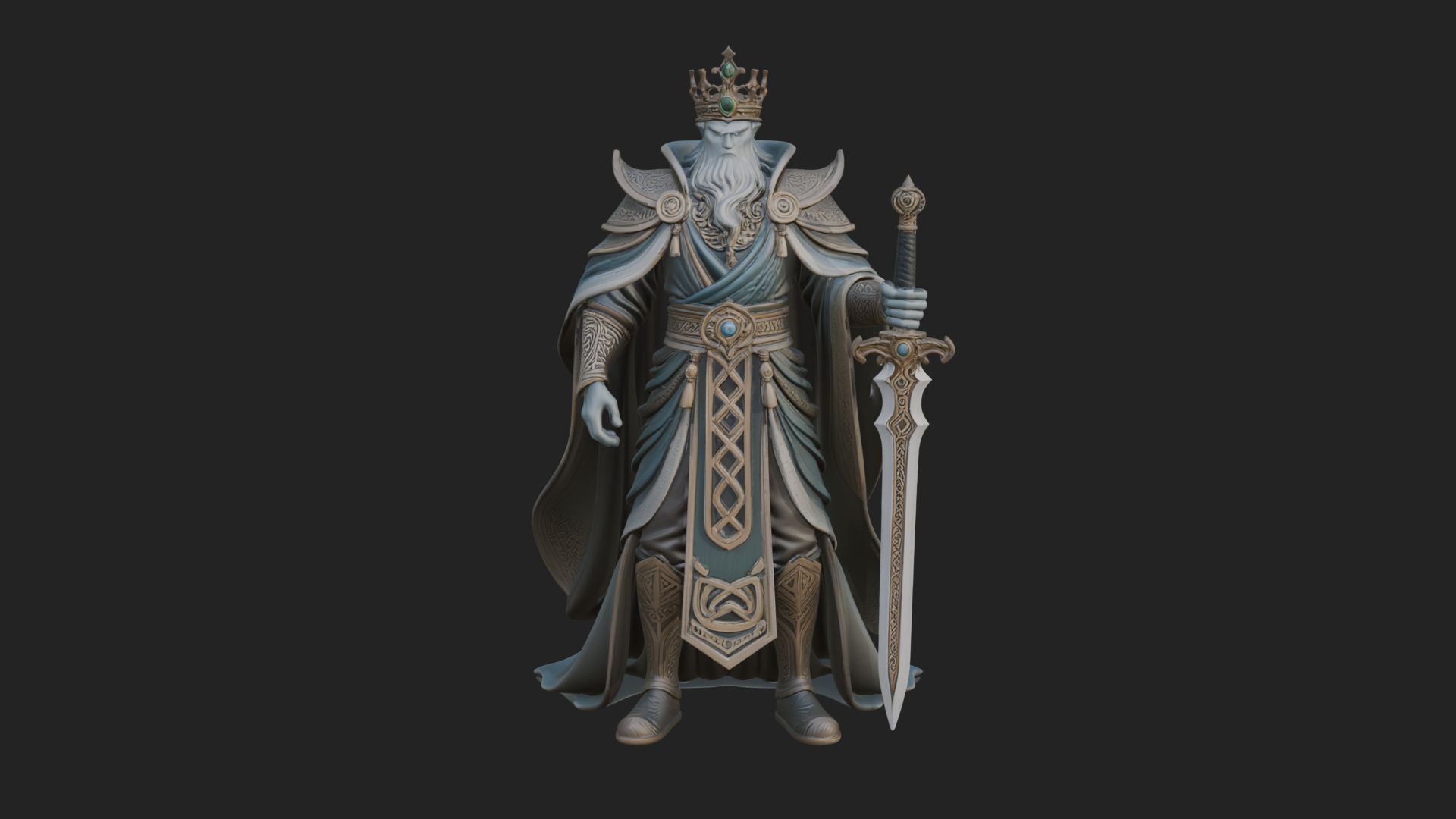 Crowned Knight King Statue Design 7 3D Print Model 3D Model