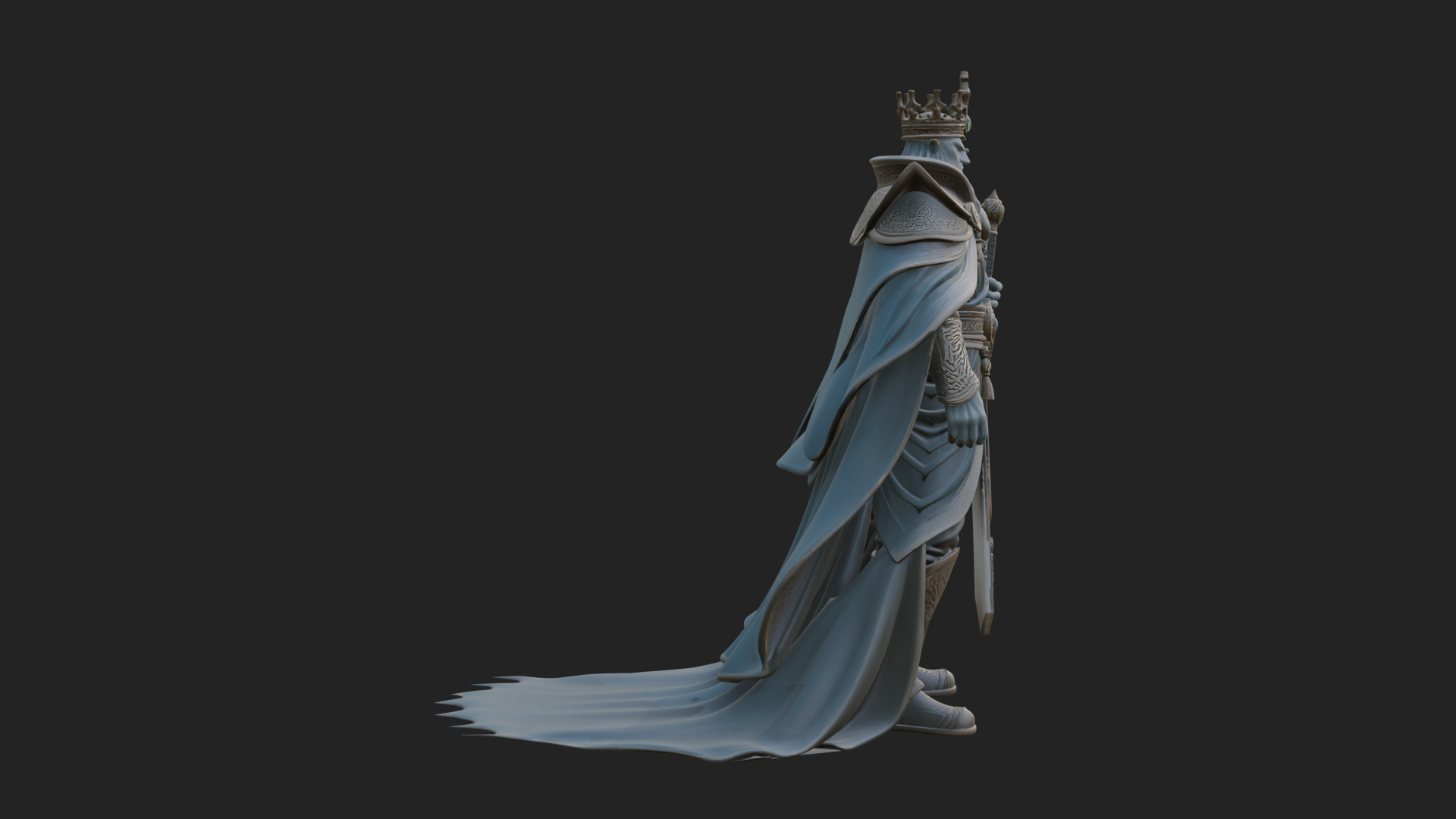 Crowned Knight King Statue Design 7 3D Print Model 3D Model