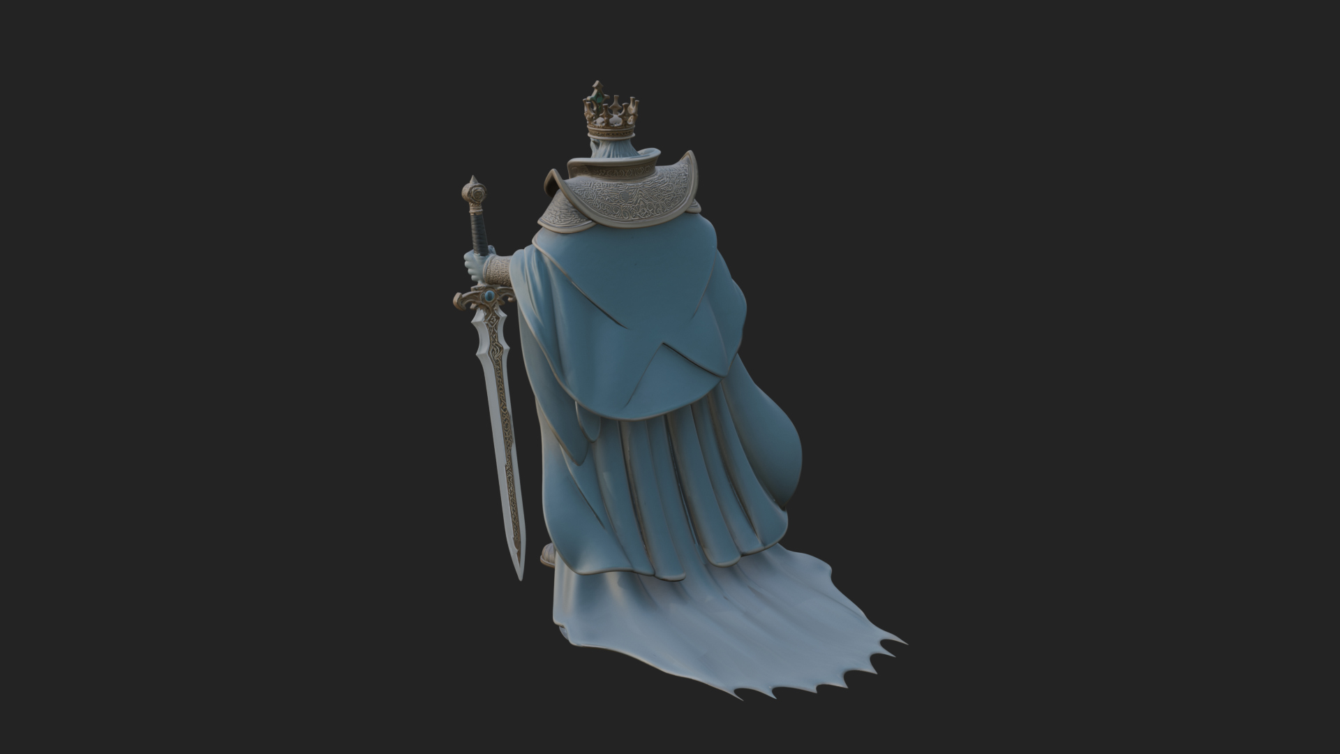 Crowned Knight King Statue Design 7 3D Print Model 3D Model