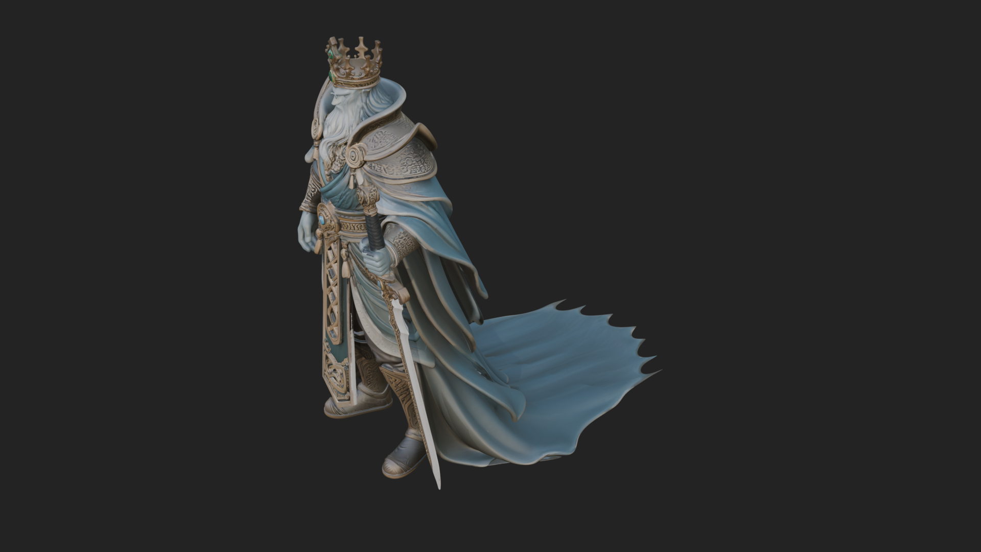 Crowned Knight King Statue Design 7 3D Print Model 3D Model