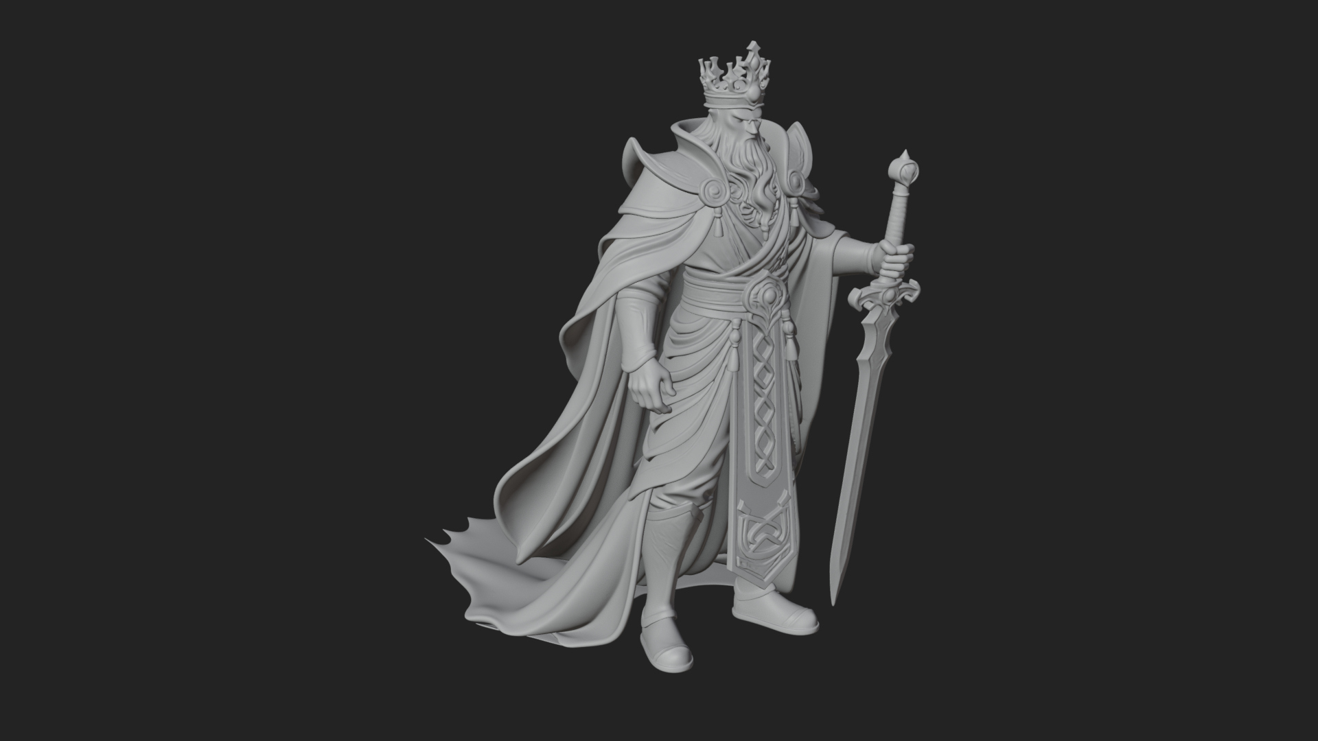 Crowned Knight King Statue Design 7 3D Print Model 3D Model
