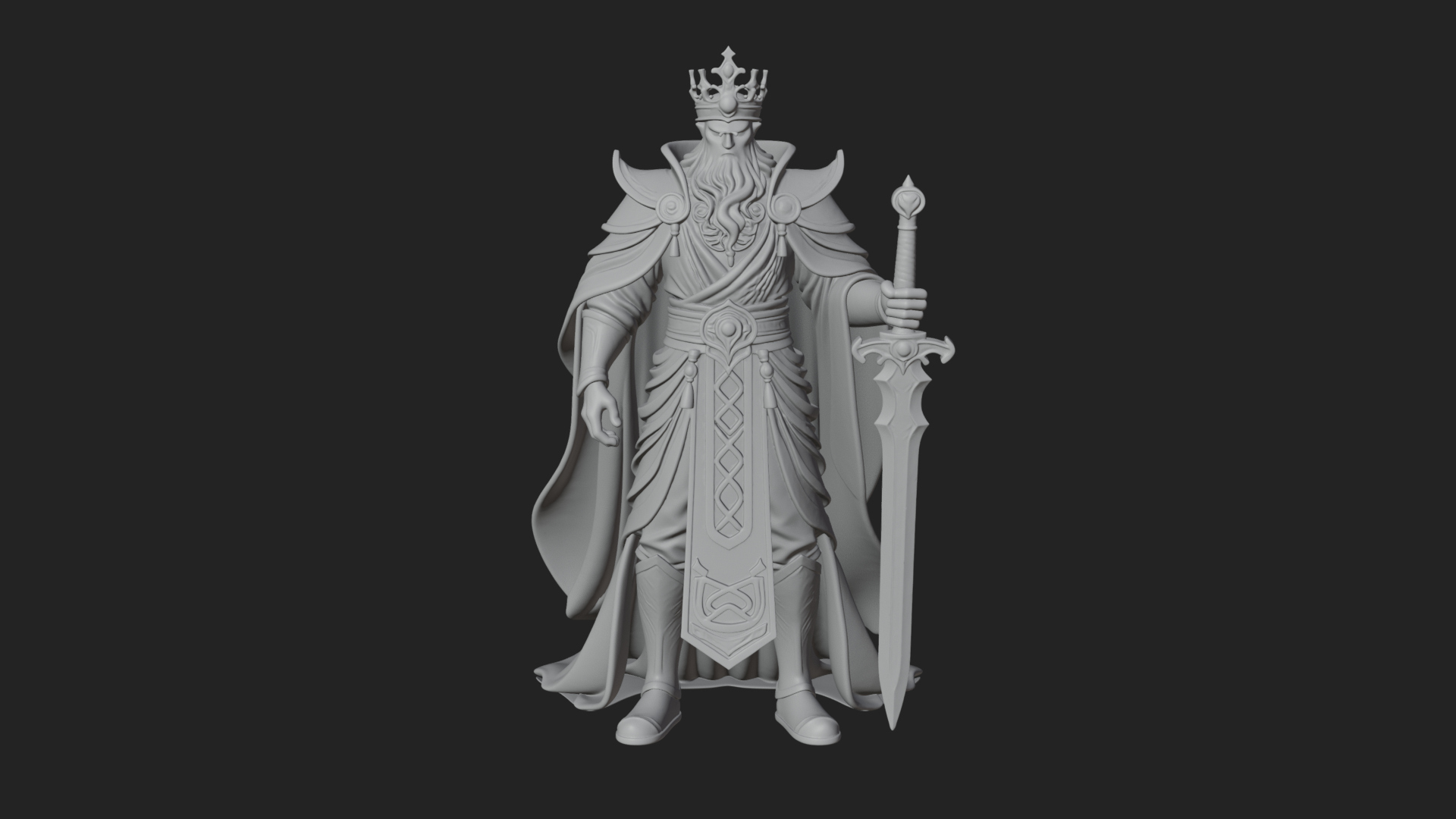 Crowned Knight King Statue Design 7 3D Print Model 3D Model