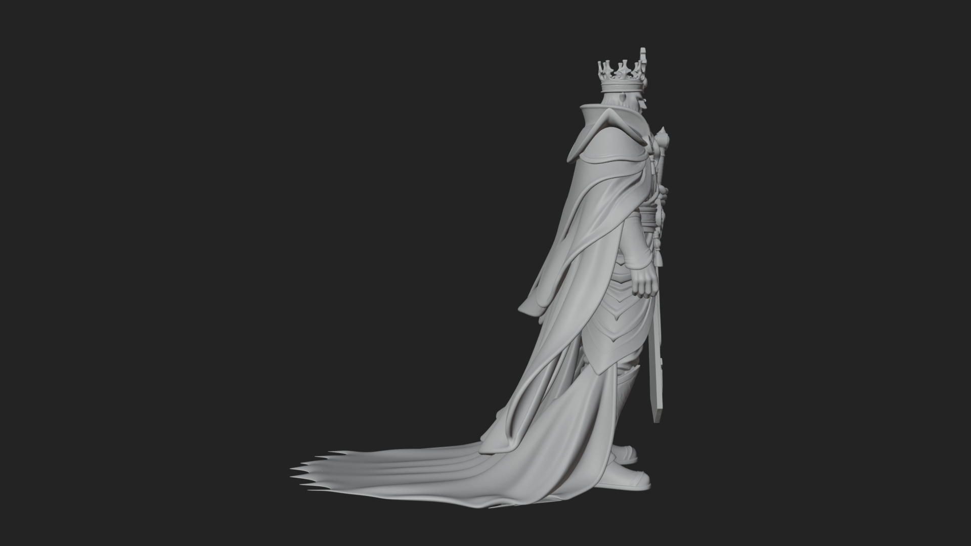 Crowned Knight King Statue Design 7 3D Print Model 3D Model