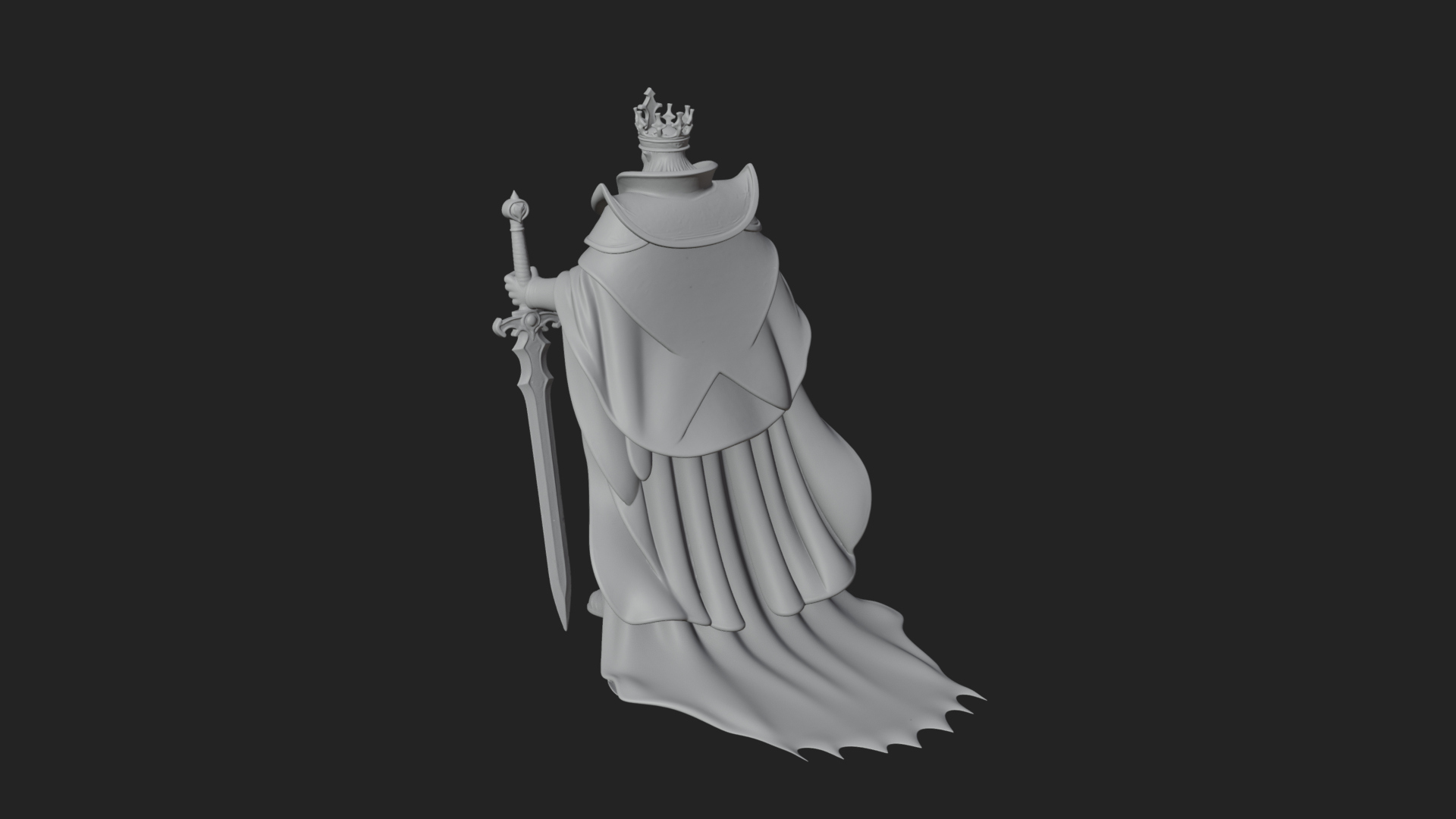 Crowned Knight King Statue Design 7 3D Print Model 3D Model