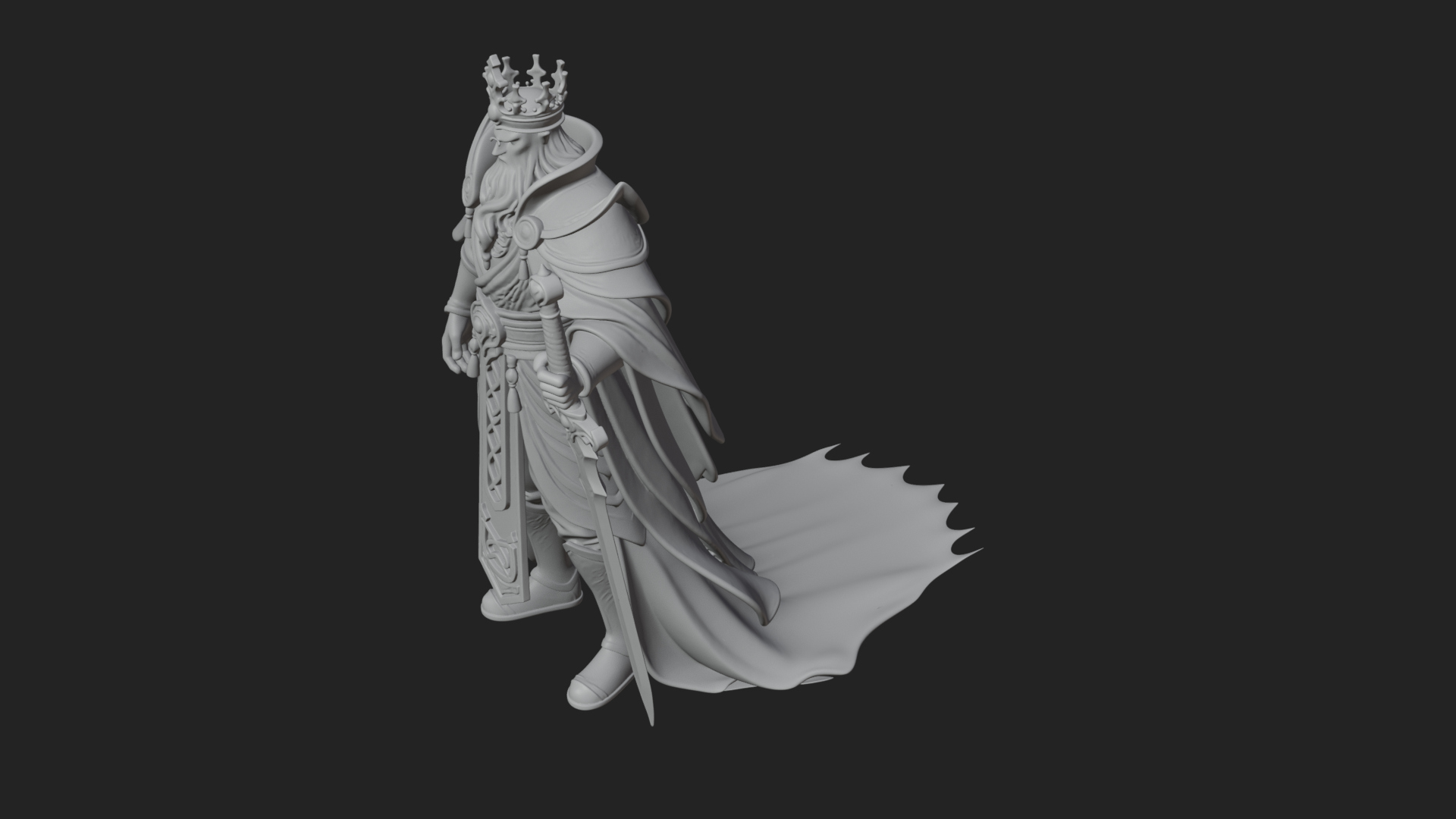 Crowned Knight King Statue Design 7 3D Print Model 3D Model