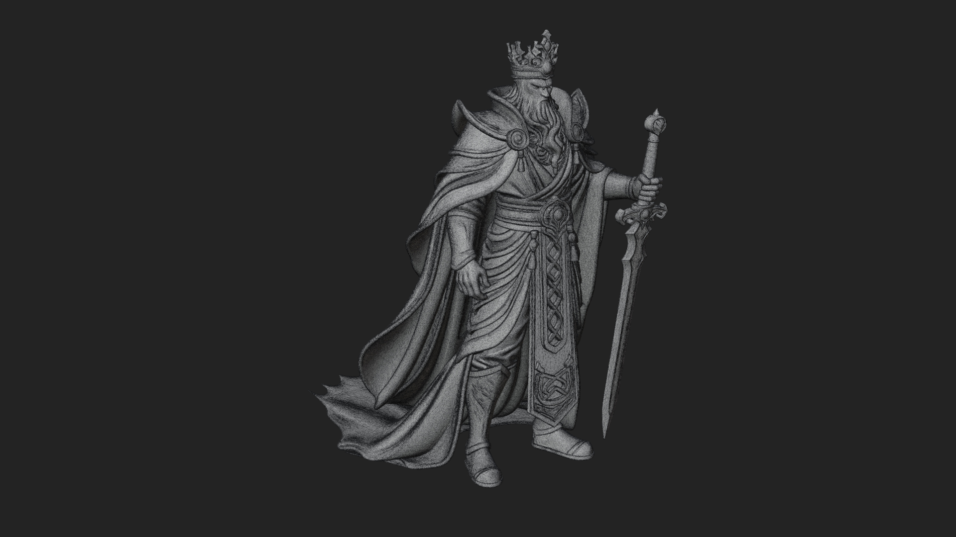 Crowned Knight King Statue Design 7 3D Print Model 3D Model