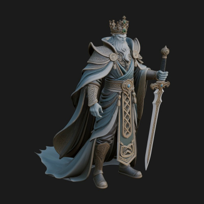 Crowned Knight King Statue Design 7 3D Print Model