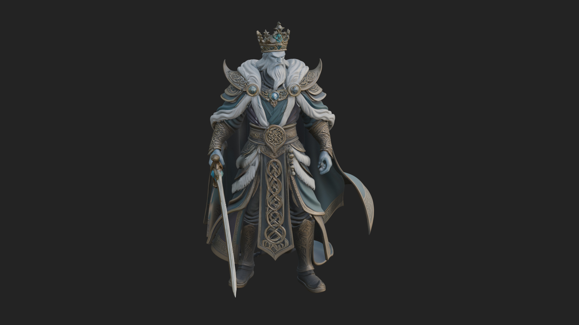 Crowned Knight King Statue Design 8 3D Print Model 3D Model
