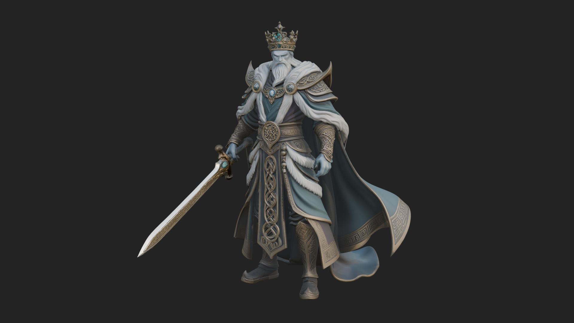 Crowned Knight King Statue Design 8 3D Print Model 3D Model