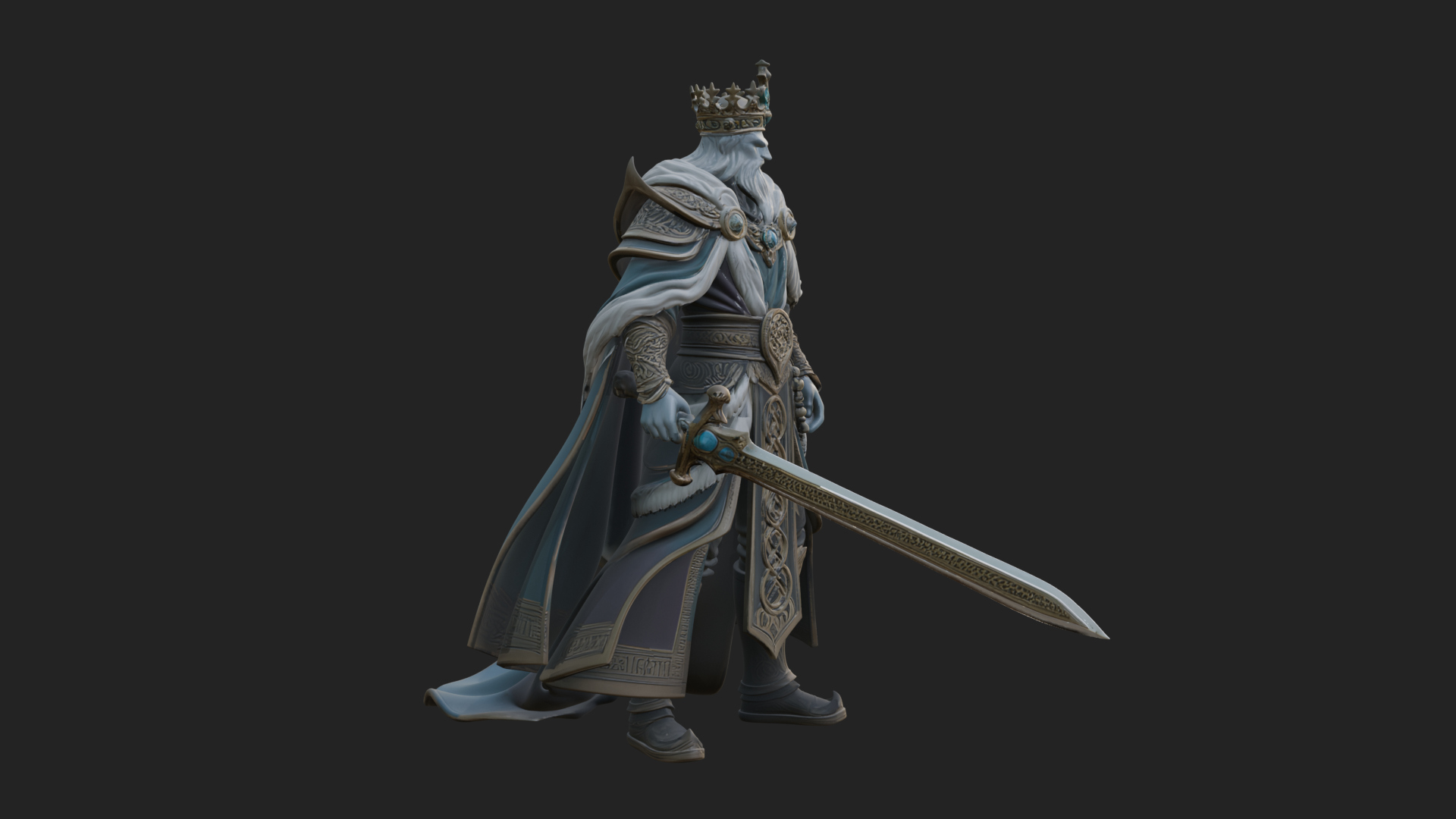 Crowned Knight King Statue Design 8 3D Print Model 3D Model
