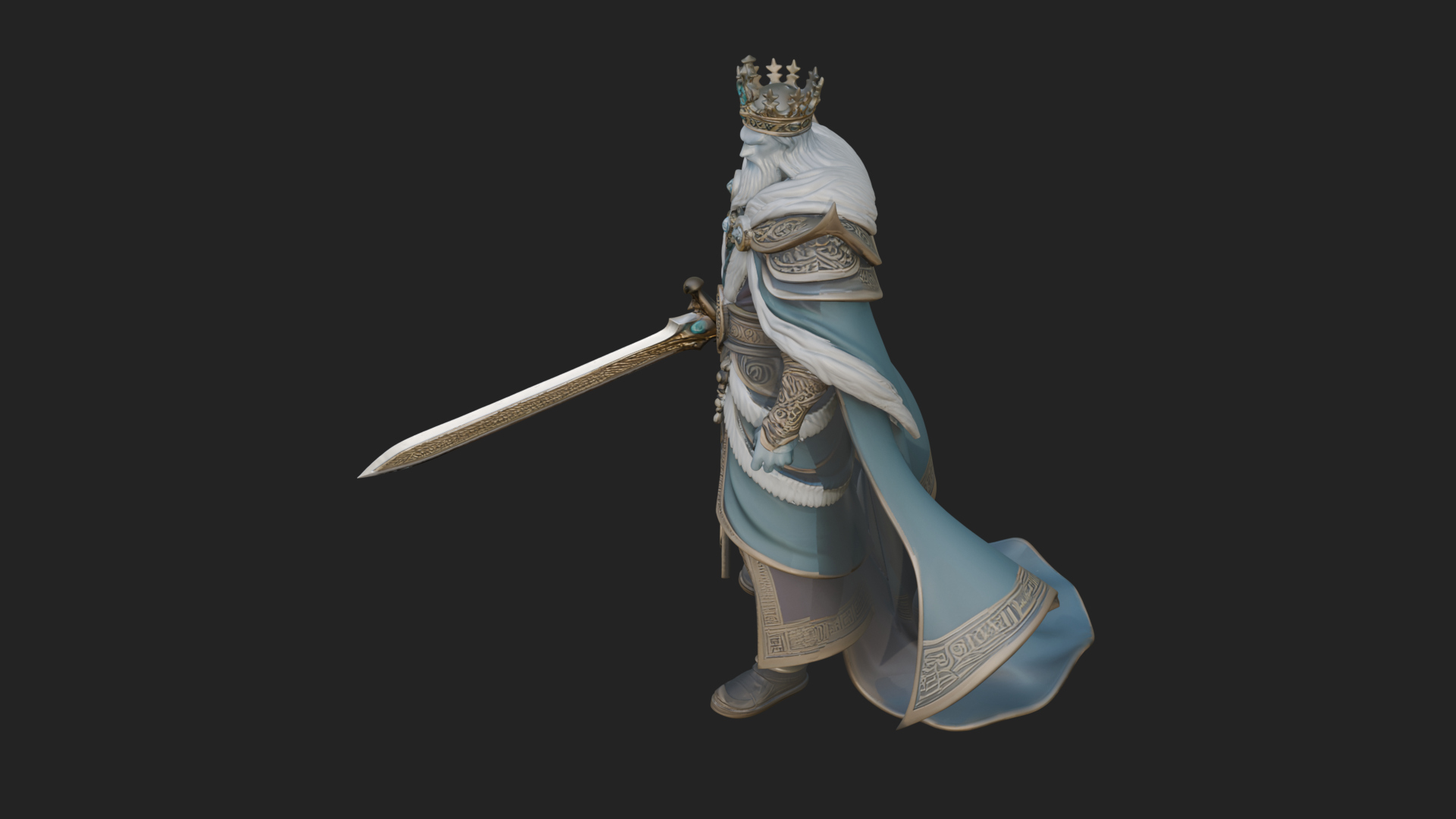 Crowned Knight King Statue Design 8 3D Print Model 3D Model