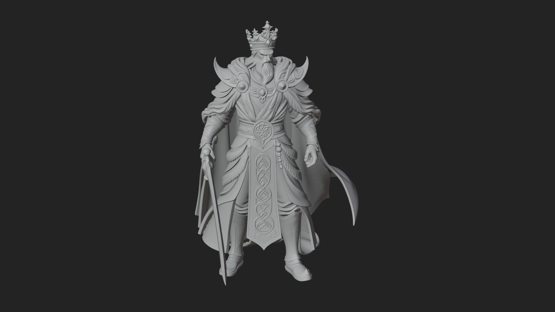 Crowned Knight King Statue Design 8 3D Print Model 3D Model