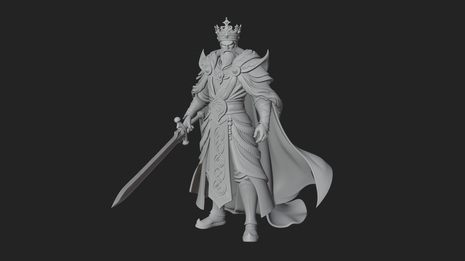 Crowned Knight King Statue Design 8 3D Print Model 3D Model