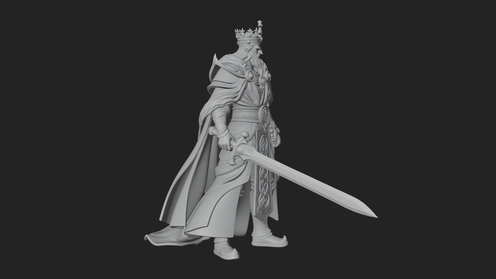 Crowned Knight King Statue Design 8 3D Print Model 3D Model