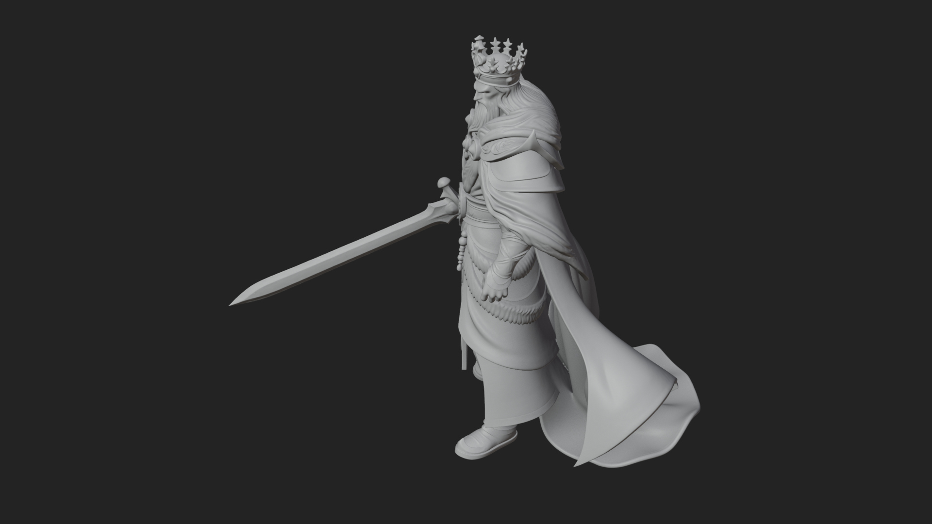 Crowned Knight King Statue Design 8 3D Print Model 3D Model