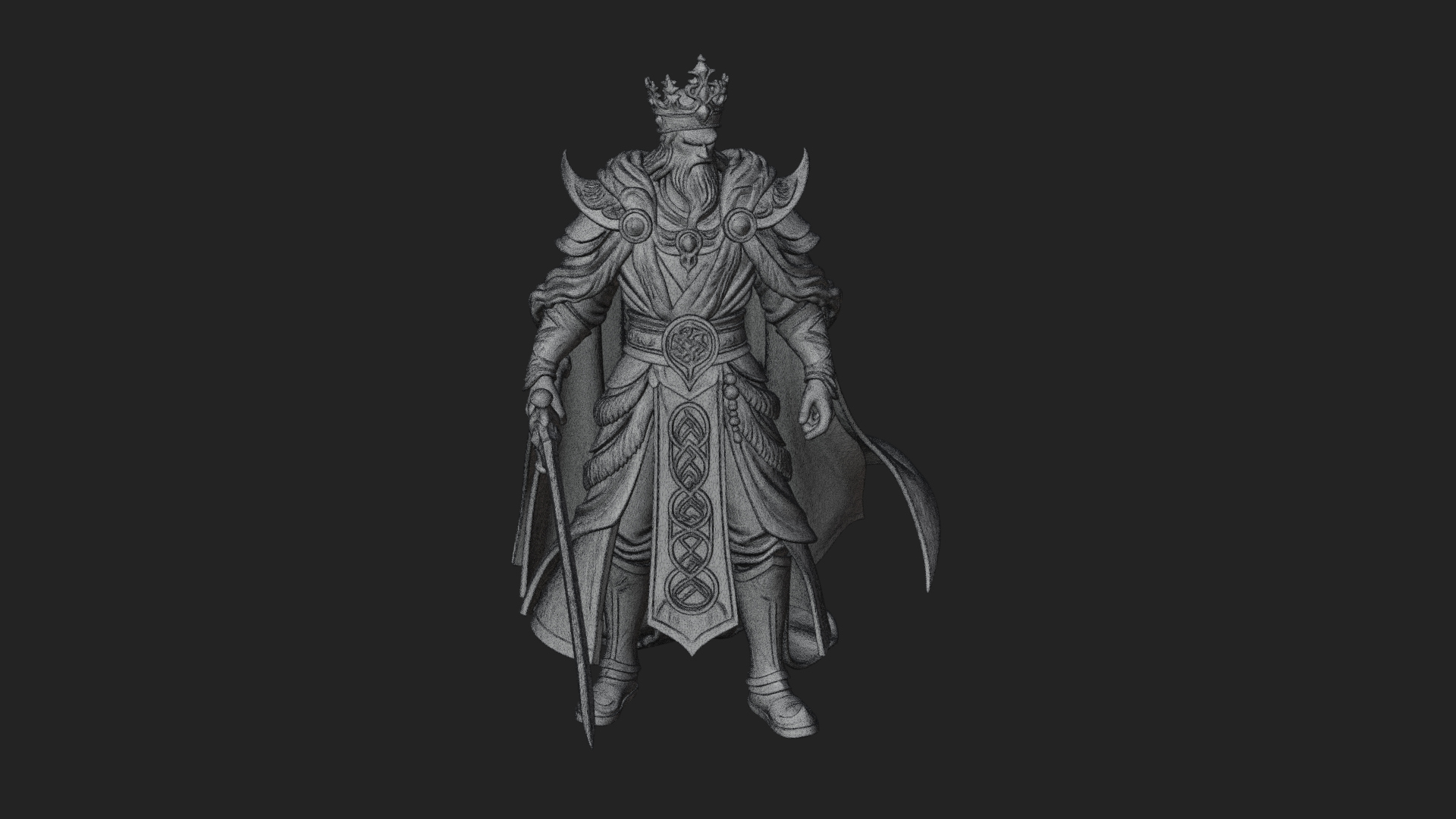 Crowned Knight King Statue Design 8 3D Print Model 3D Model