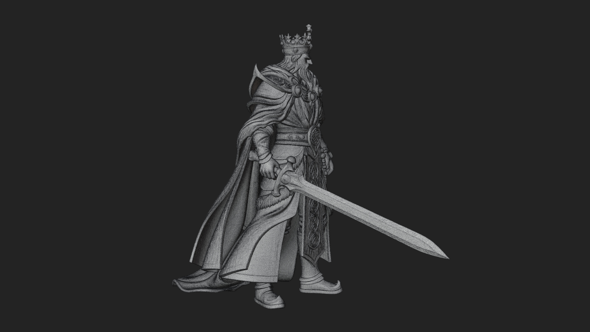 Crowned Knight King Statue Design 8 3D Print Model 3D Model
