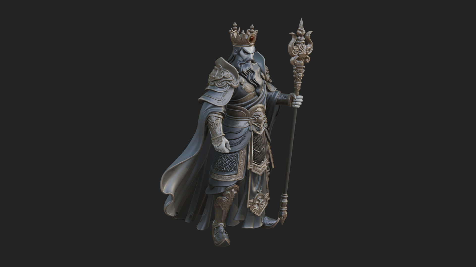 Crowned Knight King Statue Design 9 3D Print Model 3D Model