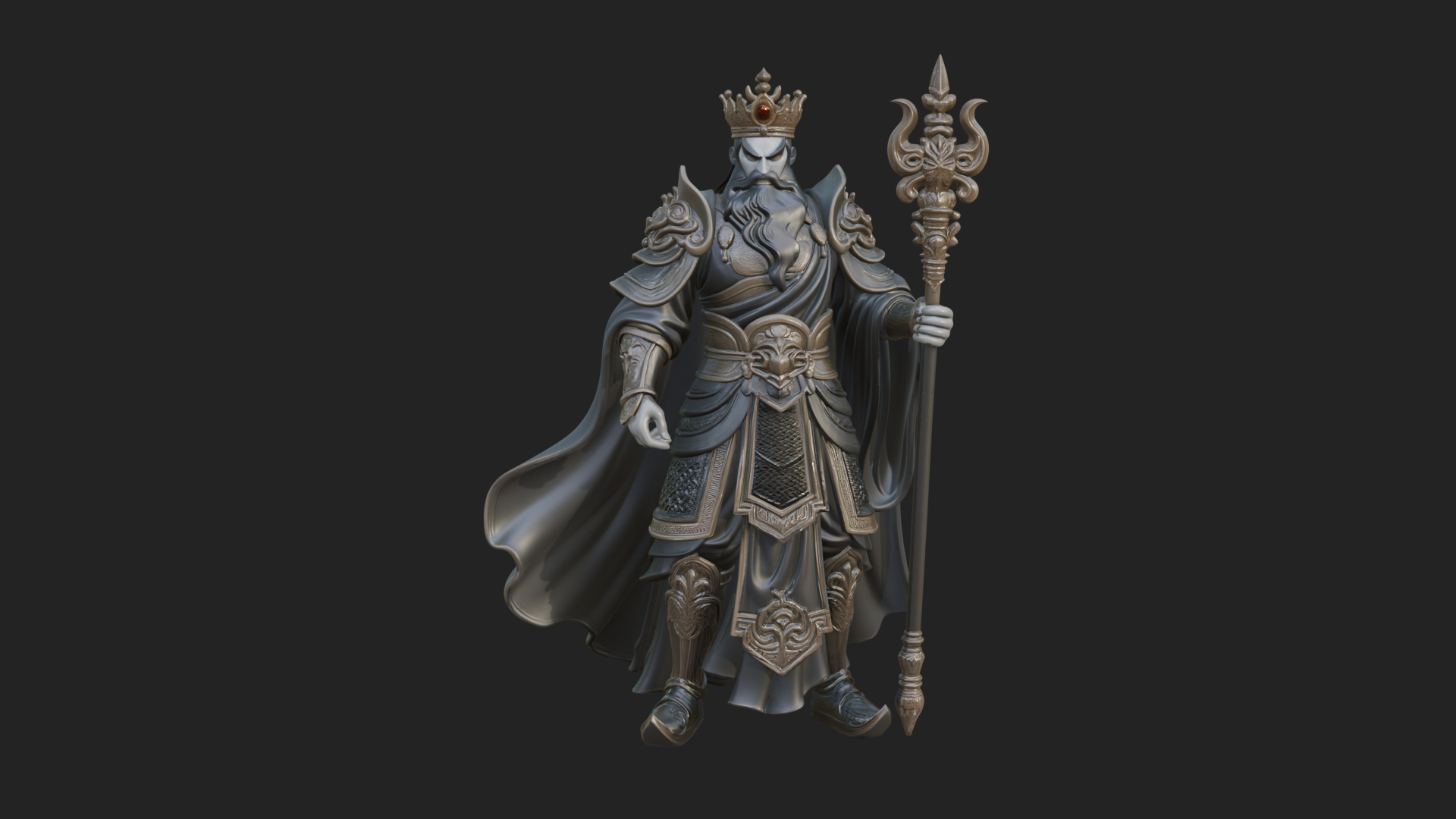 Crowned Knight King Statue Design 9 3D Print Model 3D Model