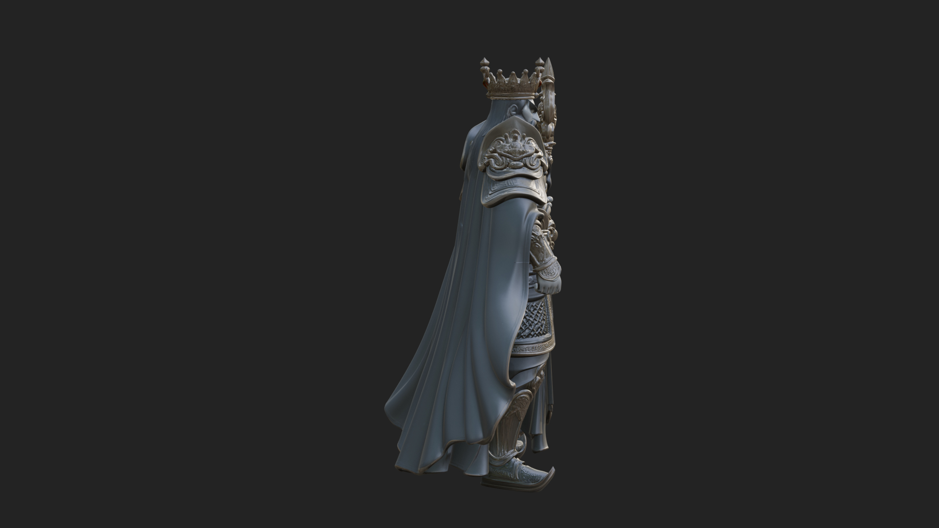 Crowned Knight King Statue Design 9 3D Print Model 3D Model