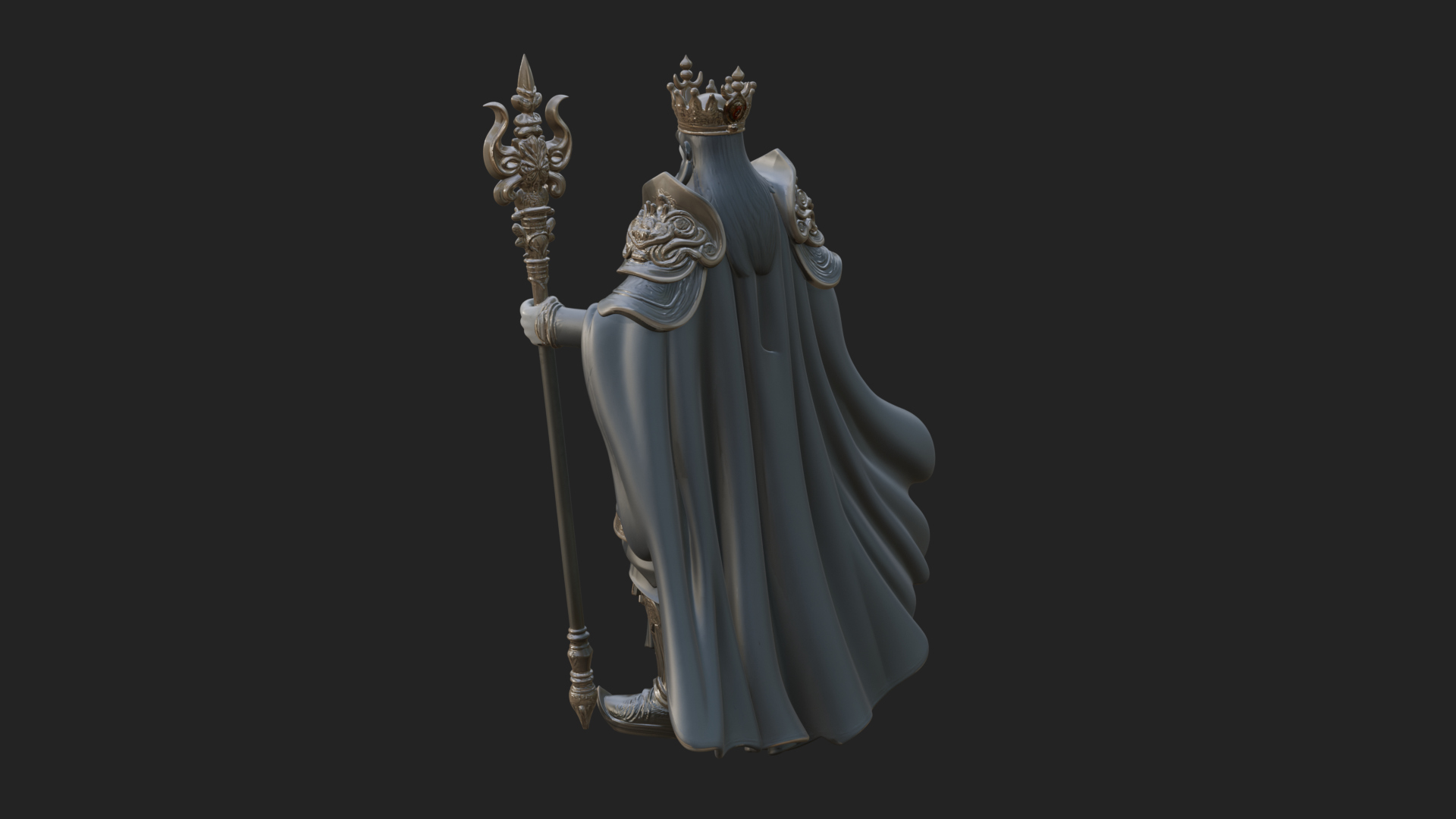 Crowned Knight King Statue Design 9 3D Print Model 3D Model