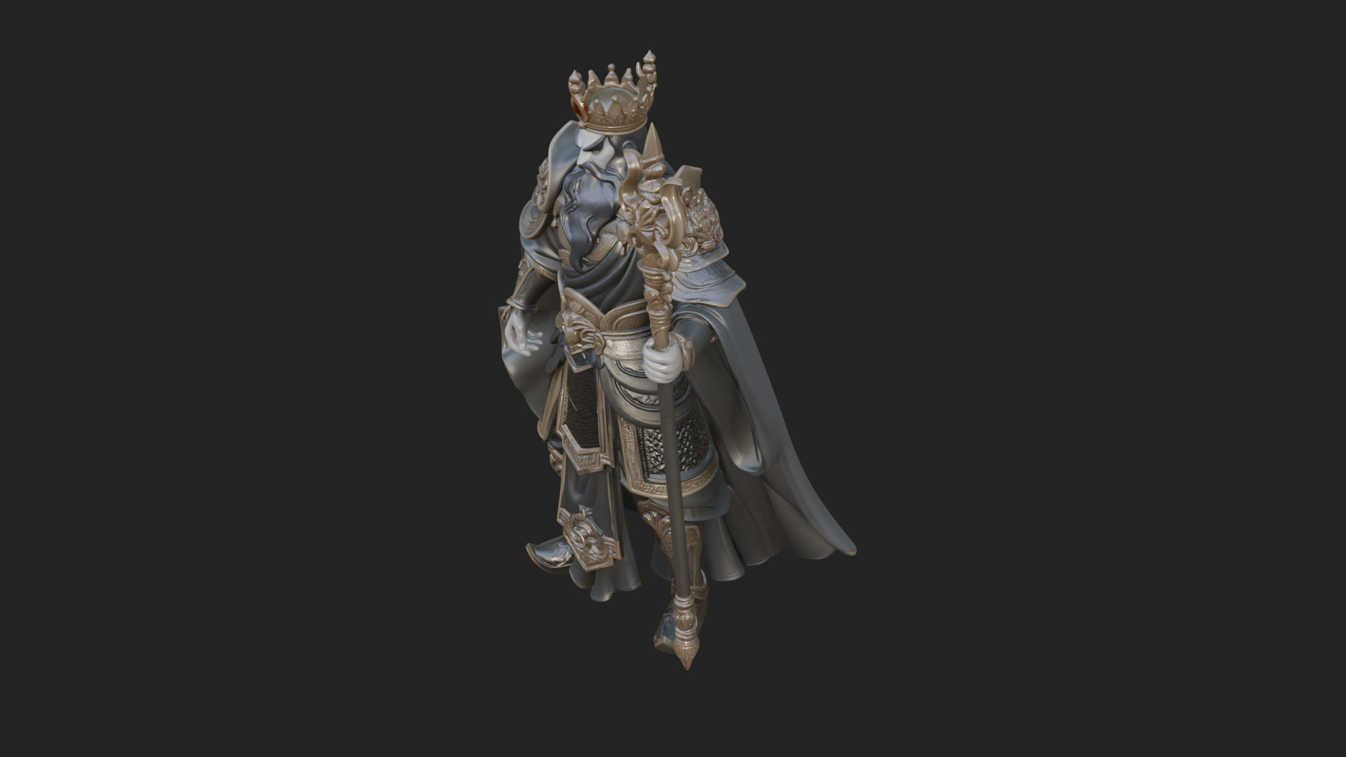 Crowned Knight King Statue Design 9 3D Print Model 3D Model