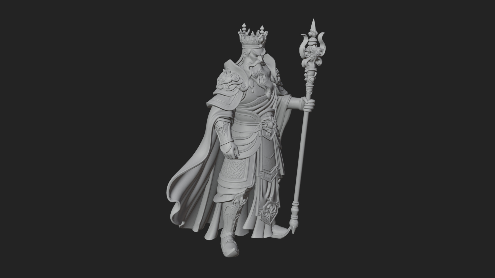 Crowned Knight King Statue Design 9 3D Print Model 3D Model