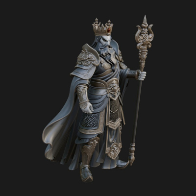 Crowned Knight King Statue Design 9 3D Print Model