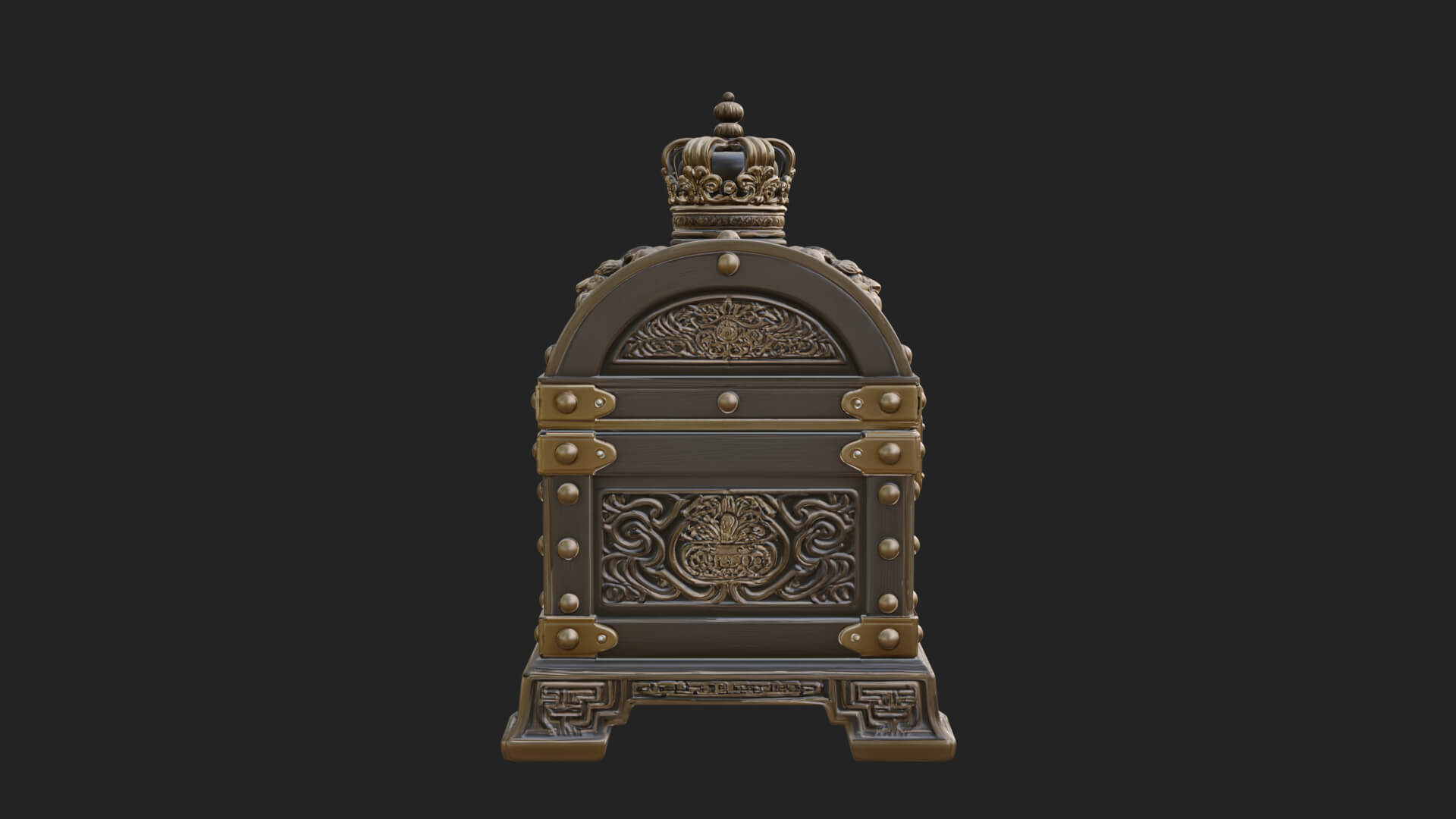 Crowned Lion Treasure Chest Model Design 1 3D Print Model 3D Model