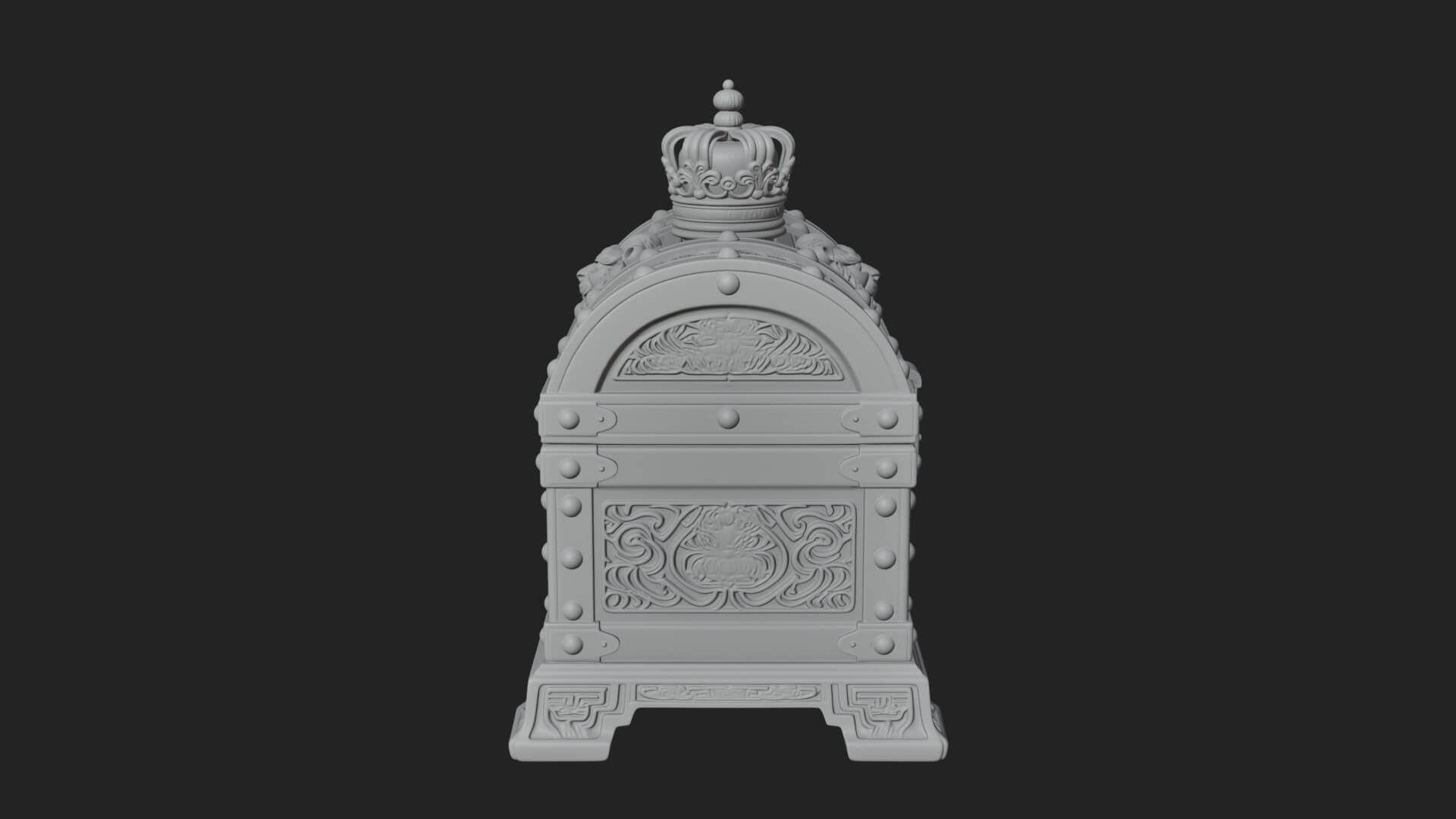 Crowned Lion Treasure Chest Model Design 1 3D Print Model 3D Model