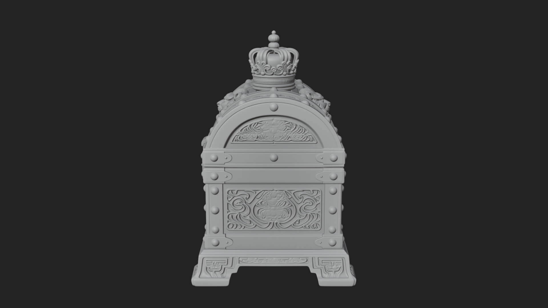 Crowned Lion Treasure Chest Model Design 1 3D Print Model 3D Model