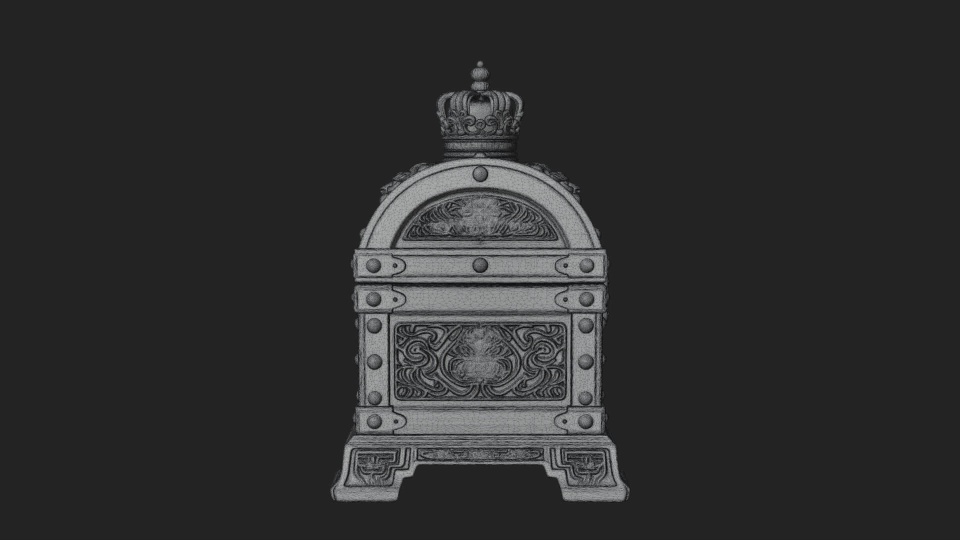 Crowned Lion Treasure Chest Model Design 1 3D Print Model 3D Model