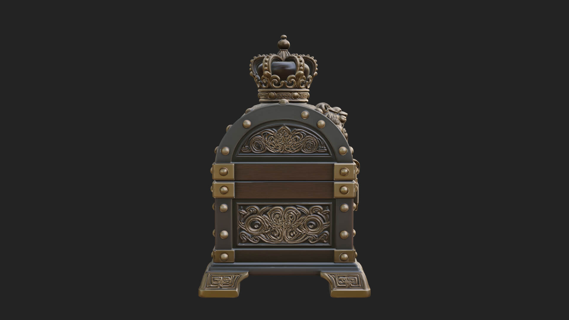 Crowned Lion Treasure Chest Model Design 2 3D Print Model 3D Model