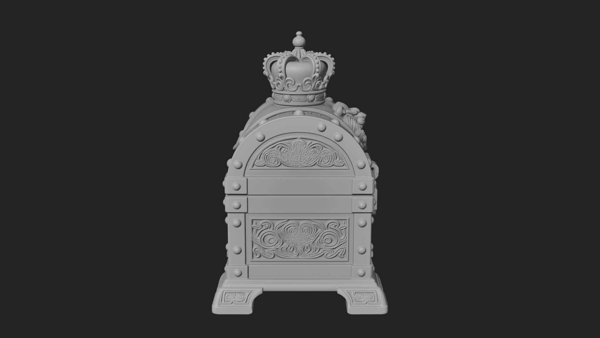 Crowned Lion Treasure Chest Model Design 2 3D Print Model 3D Model