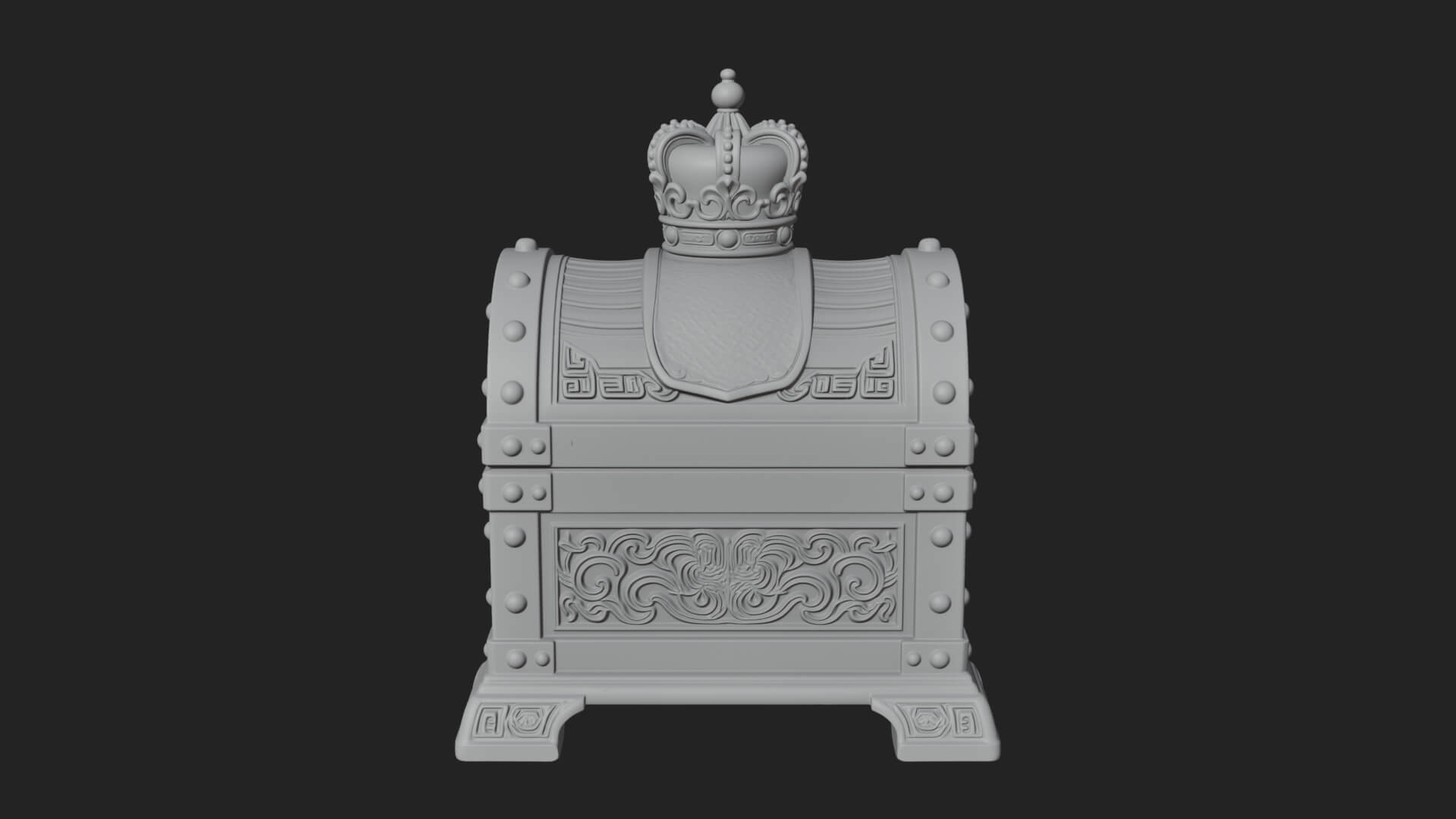 Crowned Lion Treasure Chest Model Design 2 3D Print Model 3D Model