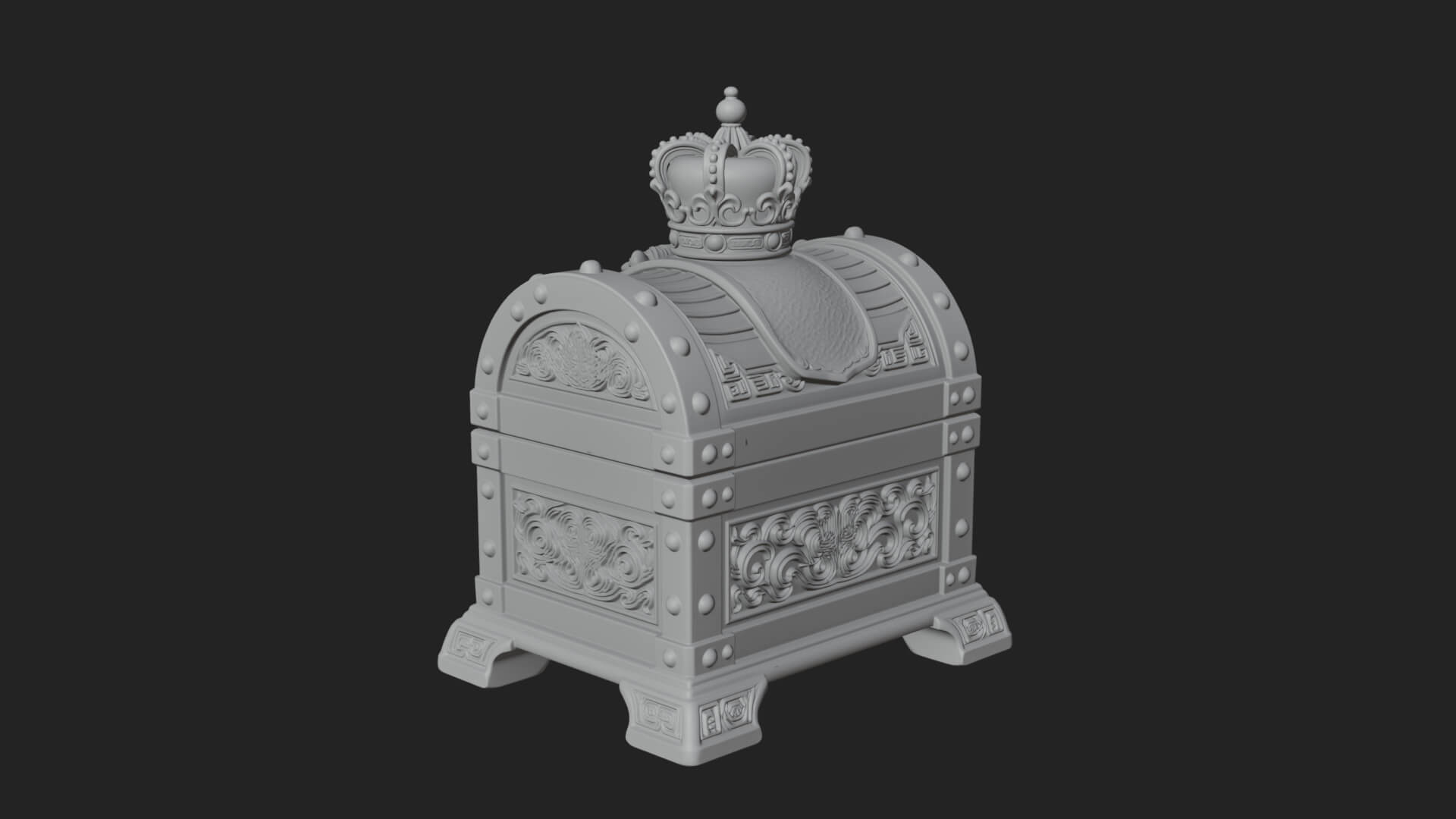 Crowned Lion Treasure Chest Model Design 2 3D Print Model 3D Model
